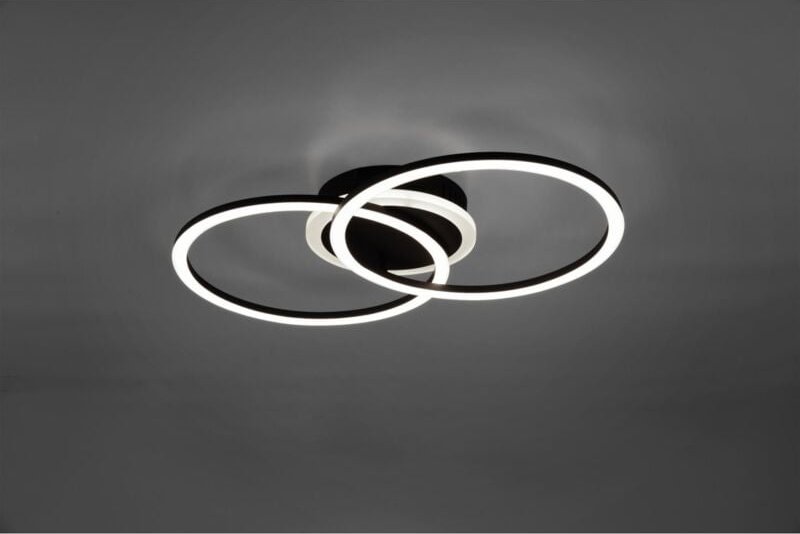 Iperbriko - Venida Double Circle Schwarze LED-Deckenleuchte 25 w Dimmbar L50 cm Trio-Beleuchtung