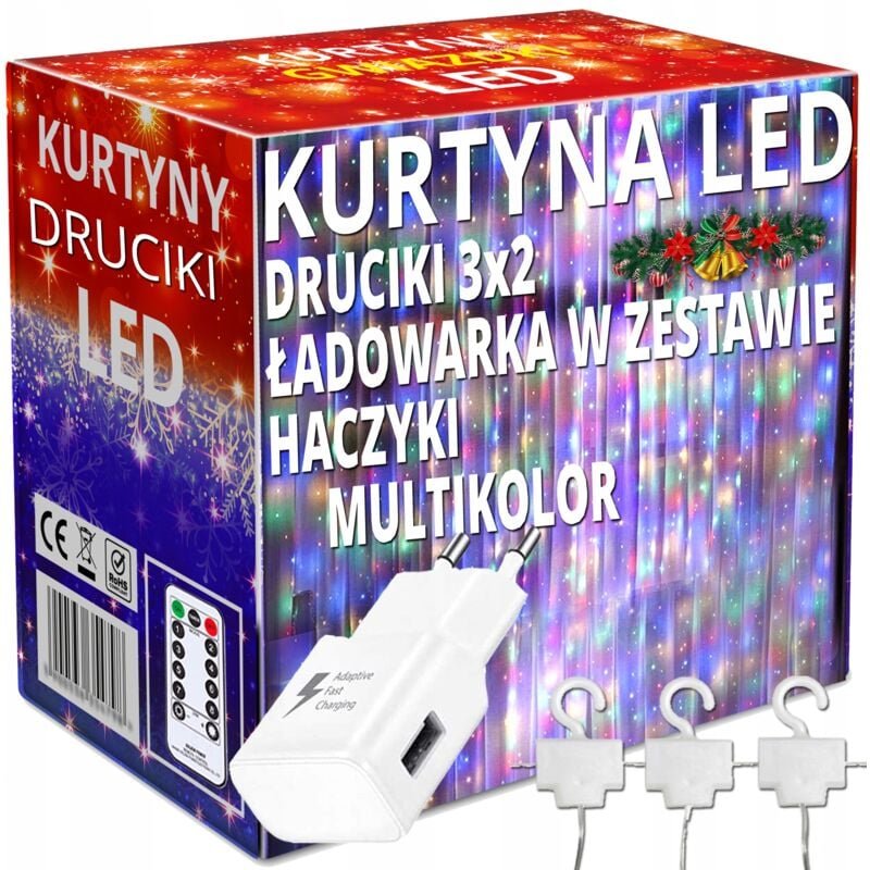 Garland CURTAIN LED Weihnachtsbaum Lichter hängen Eiszapfen Fenster Drähte Ladegerät