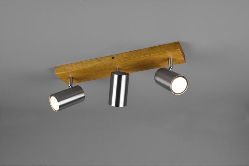 Marley Spotlight 3 Spot GU10 Nickel und Holz L44 cm Trio Beleuchtung