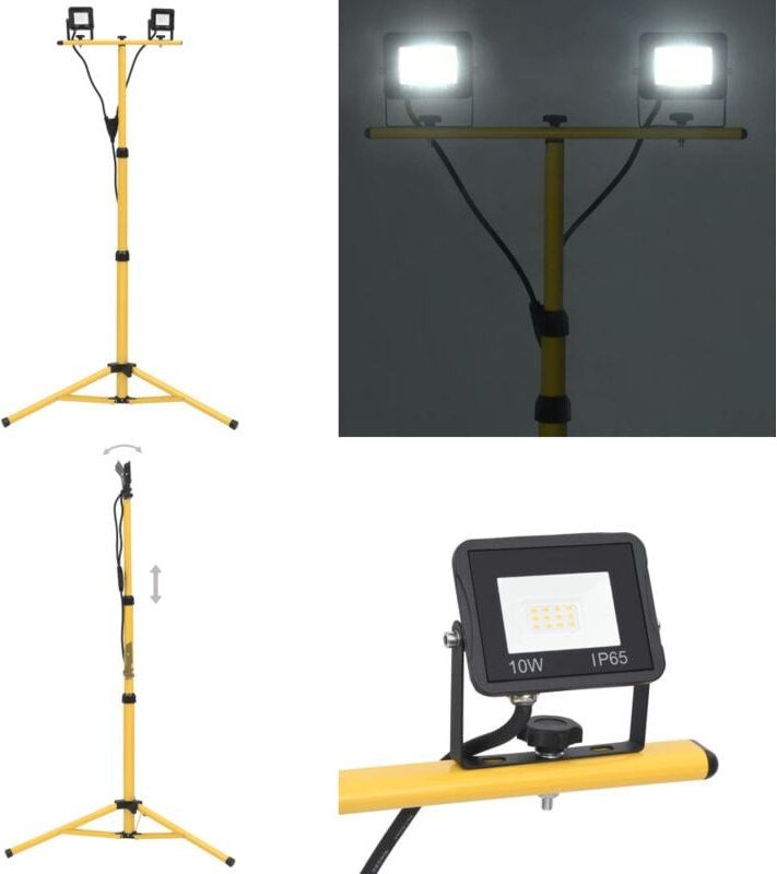 LED-Fluter mit Stativ 2x10 w Kaltweiß - led Flutlicht - led Flutlichter - Home & Living - Schwarz