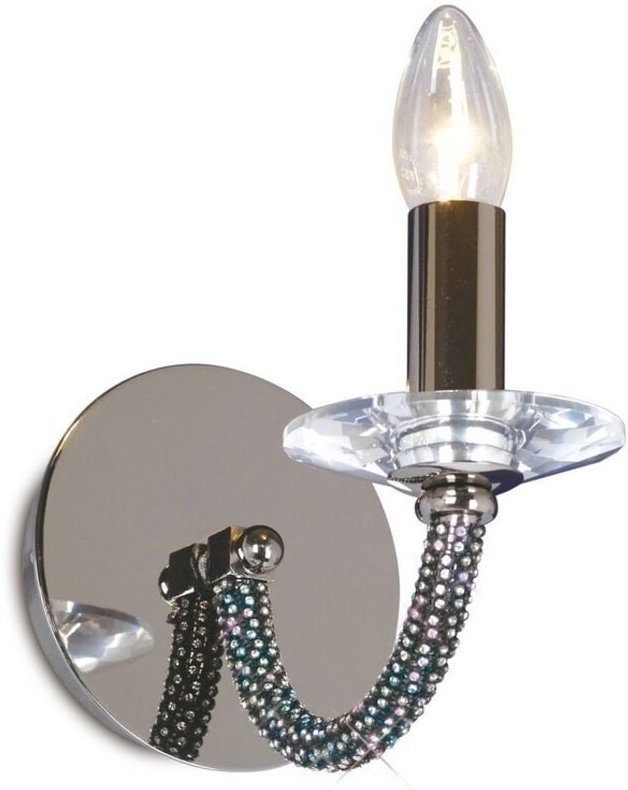 Inspired Diyas - Elena - Wandleuchte geschaltet 1 Kerzenlicht Schwarz Chrom, Kristall