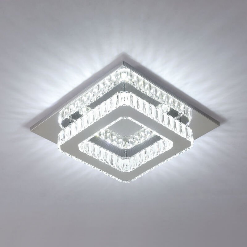 COMELY Moderne Kristall-LED-Deckenleuchte, 40 x 40 cm, 30 W, 6500 K Tageslichtweiß, helle und elegante Beleuchtung für E...