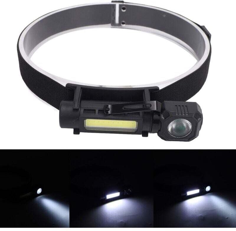 LED-Frontlampe, wiederaufladbar über USB, 300 lm, mit 4 Modi, IPX4-Frontleuchte für den Außenbereich, Camping, Camping, ...