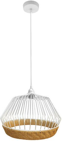 Hugo - fabrilamp Hängeleuchte de Decke 1xe27 Weiß/Natur 25d