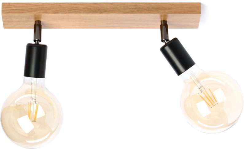 Loft-Deckenleuchte aus Holz, Doppelstreifen, Eiche