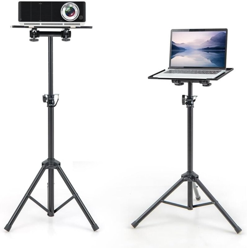 COSTWAY Beamer Ständer, Projektor Halterung 70-118,5cm höhenverstellbar mit 180°neigbarem Tablett, multifunktionaler Pro...