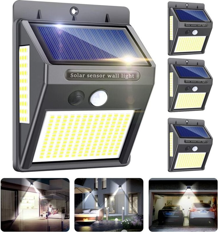Thumbnail - Solarleuchte für den Außenbereich, Innosinpo, 4 Stück, 216 LEDs, 1000 Lumen, Solarleuchte für den Außenbereich mit Beweg...