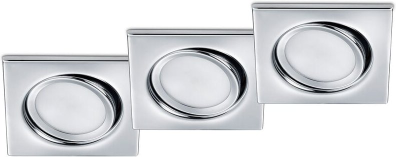 Eckiger led Einbaustrahler Decke 3er Set Spot schwenkbar Chrom glänzend 5 Watt