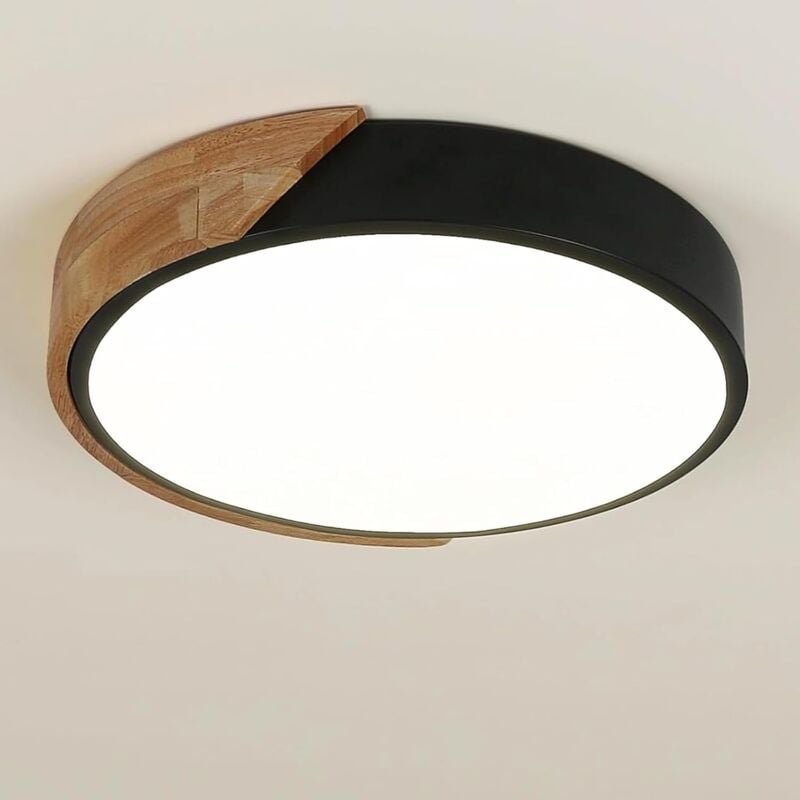 Thumbnail - Goeco - LED-Deckenleuchte aus Holz, 30 w, moderne runde Deckenleuchte, Neutralweiß 4500 k, LED-Deckenleuchte für Schlafz...