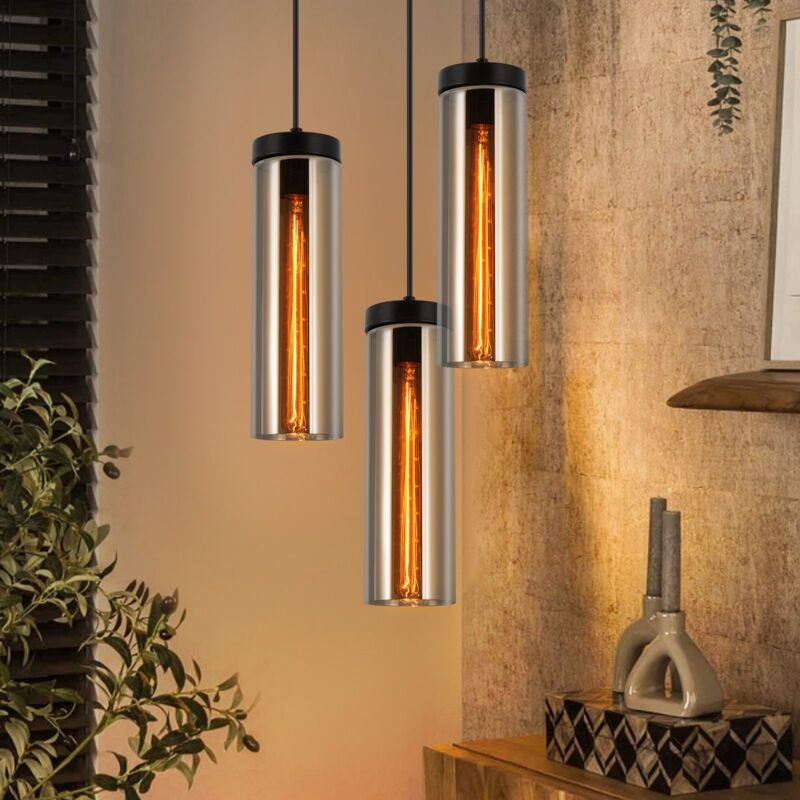 Thumbnail - Gbly - Hängelampe Esstischlampe Schwarz - 3 Flammig Pendelleuchte Esstisch Höhenverstellbar E27 hängeleuchte Hängend Gla...