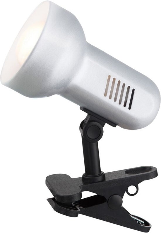 Schwenkbare Klemmleuchte / Klammerleuchte Silber mit led Leuchtmittel