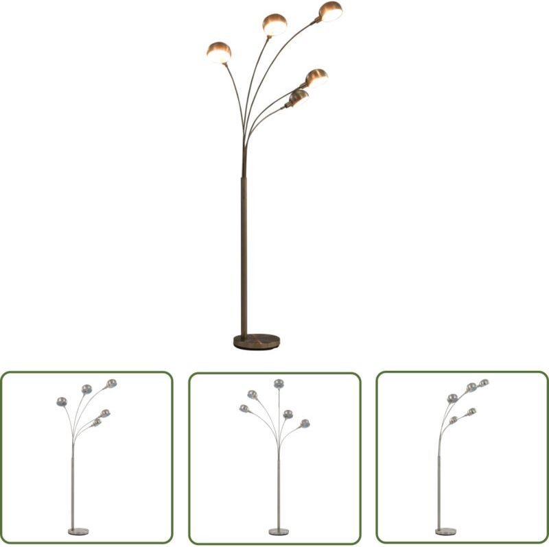 The Living Store Stehlampe 200 cm 5 x E14 Silbern - Stehlampe - Bogenlampe - Moderne Beleuchtung - Wohnzimmer Dekoration...