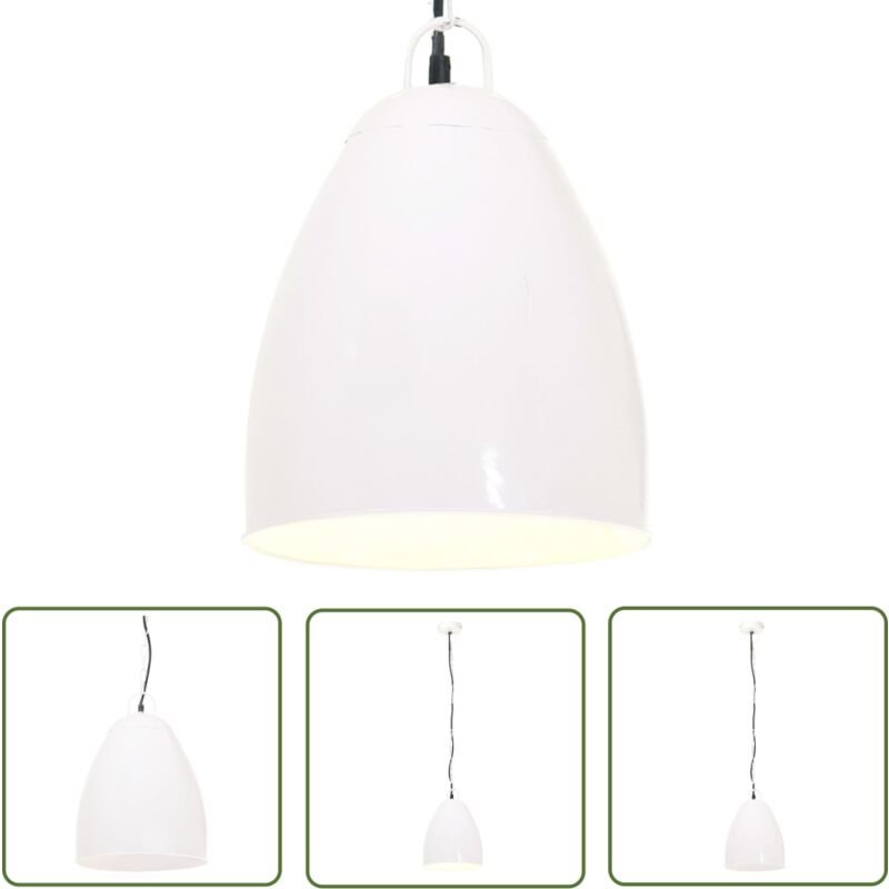 Hängelampe Industriestil 25 w Weiß Rund 32 cm E27 - Hängelampe - Industrielampen - Wohnraumbeleuchtung - Küchenlampe - E...