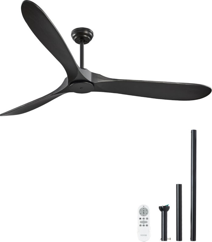 VEVOR 72 Zoll Deckenventilator ohne Licht, 6-Gang-Fernbedienung, 3 Holzflügel, umkehrbarer Gleichstrommotor, moderner, f...