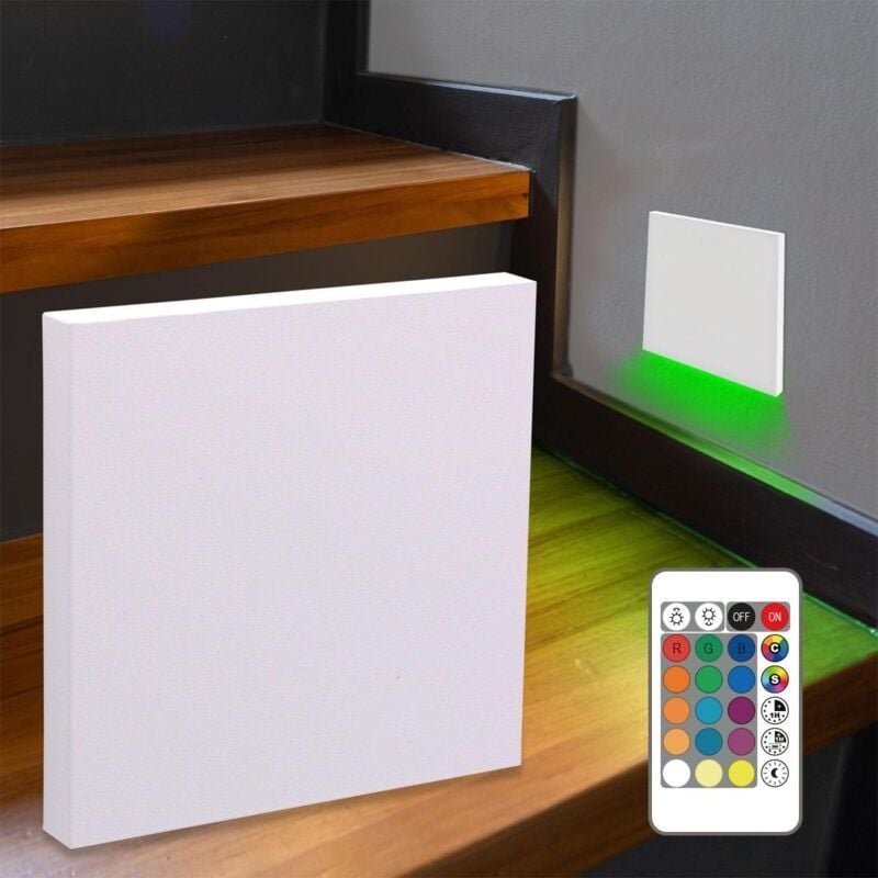 LED Treppenleuchte eckig weiß - Lichtfarbe: Warmweiß bis Kaltweiß + RGB-Farben - Lichtaustritt: Kato