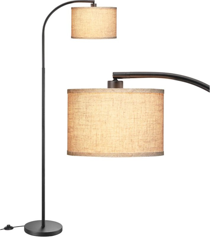 EDISHINE Stehlampe Wohnzimmer, 161cm Bogenlampe mit Verstellem Beigen Leinen-Lampenschirm & Fußschalter, E27 Fassung, dr...