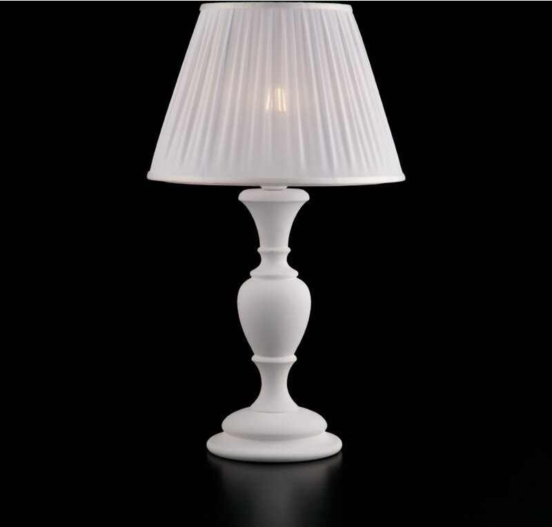 Bonetti Illumina - Fiorenza - Shabby-weiße Holzlampe 1 Licht mit Lampenschirm Dm.35 H.62 - Ø35 - BL172-LM-BCO