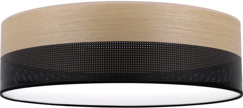 Holz Plexiglas Deckenleuchte Schwarz 50cm Goldene Eiche