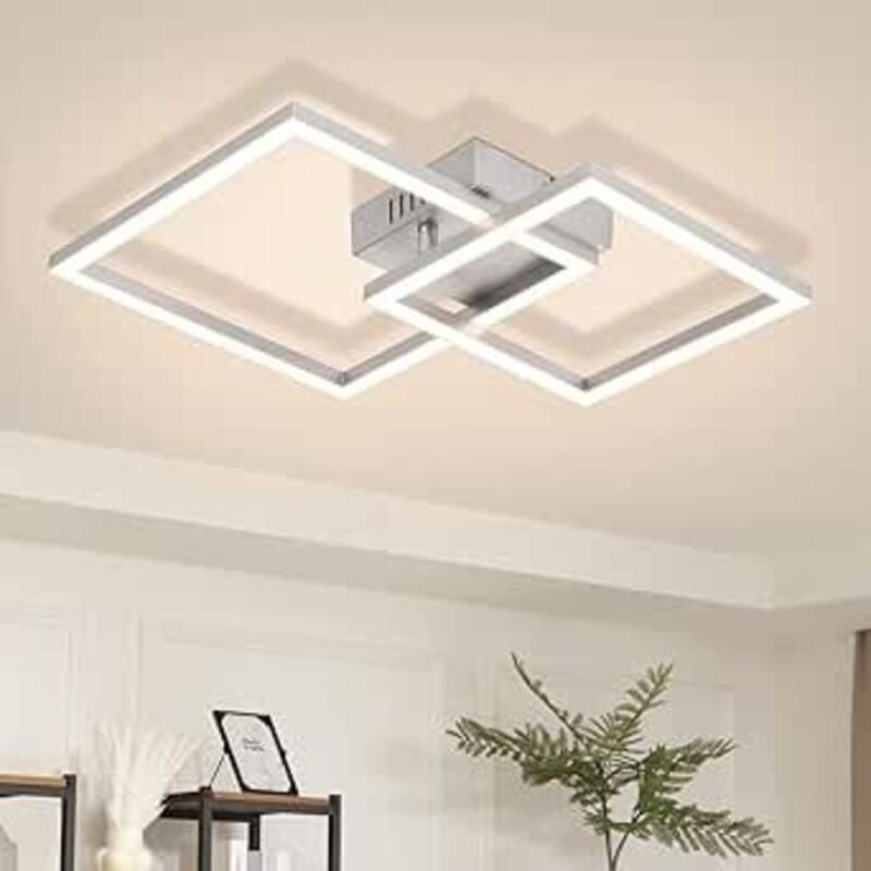 GBLY LED Deckenleuchte 20W Silber 4000K Neutralweiß Eckig Drehbar Modern Design Deckenbeleuchtung für Schlafzimmer Küche...