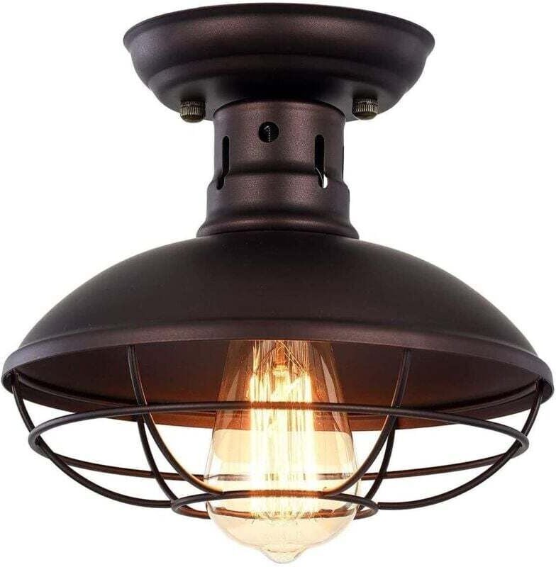 Retro Industrielle Deckenleuchte, Schwarzer Metall-Deckenlampenschirm, Kronleuchter für Wohnzimmer, Schlafzimmer, Café, ...