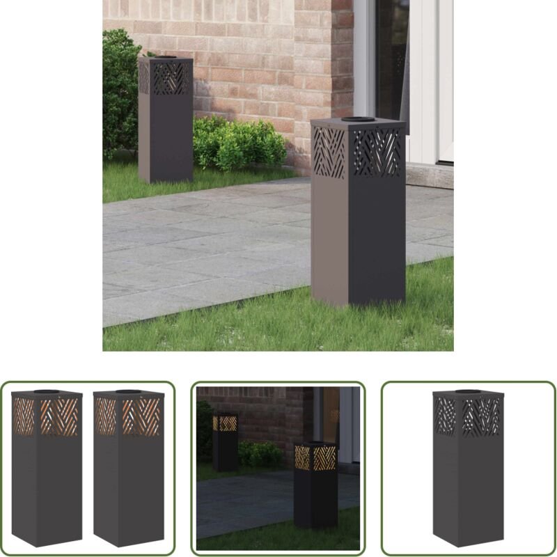 Außenbeleuchtung - Solar LED Weg Licht 2 pcs Schwarz Kalt gewalzter Stahl