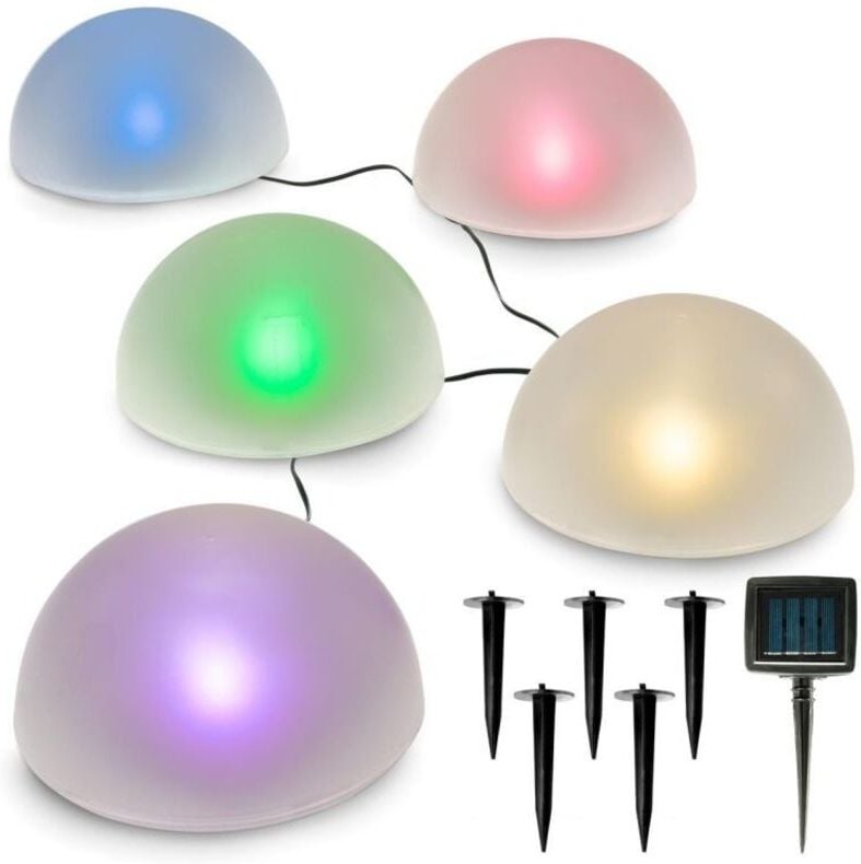 TG55962 Halbkugel-Solarleuchte, 5 farbige LEDs, integrierte LEDs, Gartenbeleuchtung
