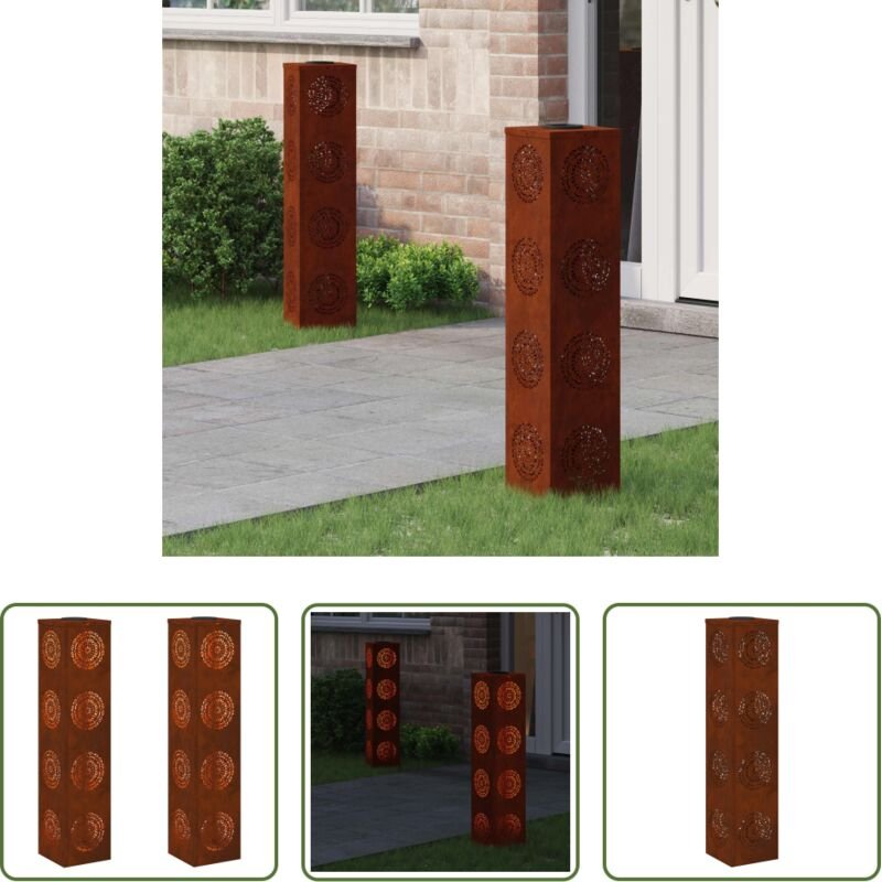 Außenbeleuchtung - Solar LED Weg Licht 2 pcs Rostig Wetterfeststahl