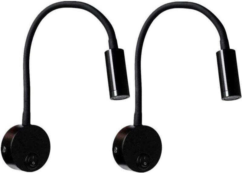 Thumbnail - Stück schwarze 3-W-Wandleselampen, flexibel verstellbare Wandleuchte mit Hals, Aluminium-Schreibtischlampe, augenschonen...