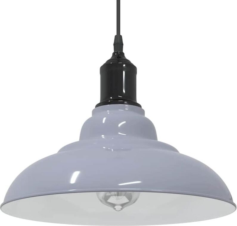 vidaXL Pendelleuchte Höhenverstellbar E27 Grau Glänzend Ø 31 cm Metall