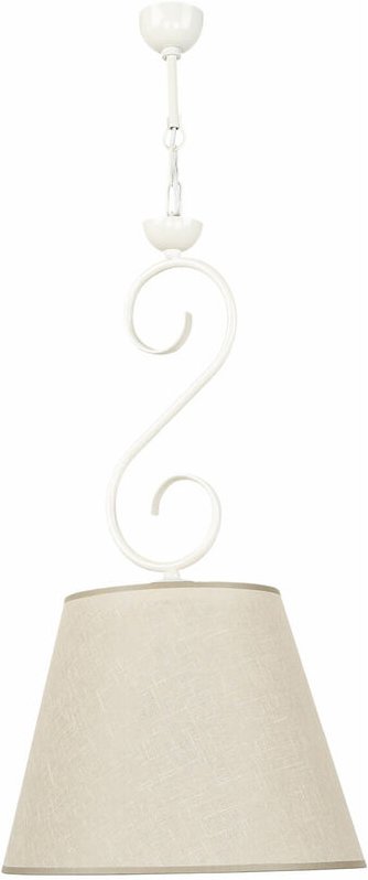 Licht-erlebnisse - Pendelleuchte Landhaus Stil Stoffschirm Beige Weiß E27 Schlafzimmer Wohnzimmer