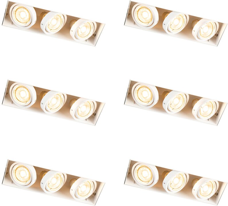 Set mit 6 Einbaustrahlern Weiß Verstellbar Rahmenlos 3-Lichter - Oneon