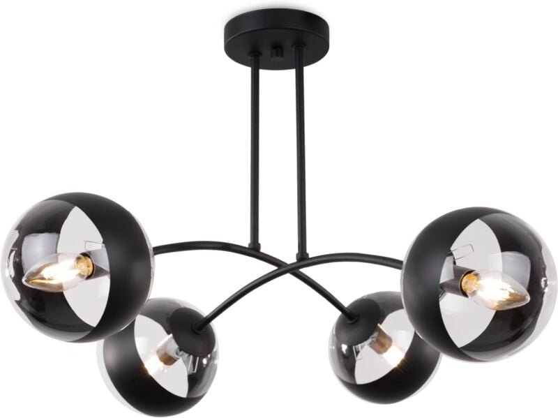 Toledo Schwarze Deckenleuchte 4 Flacher Schwarzer Lampenschirm E14