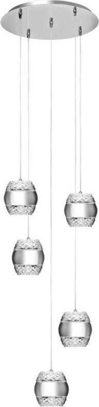 Inspired Mantra - Khalifa - Deckencluster Anhänger 5 X 6W LED 3000K Linie poliert Chrom, Glas, 5400lm,