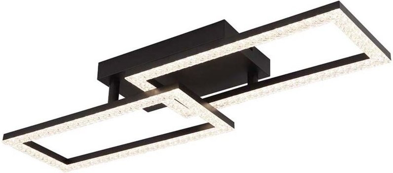 Deckenlampe Deckenleuchte Wohnzimmerlampe schwarz Kristalle beweglich LED 61,5cm