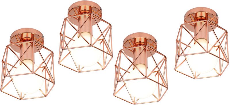 Deckenleuchte Vintage Deckenlampe mit Ø15cm Würfel-Form Käfig Semi-Flush Mount Licht mit E27 Fassung für Loft Esszimmer ...