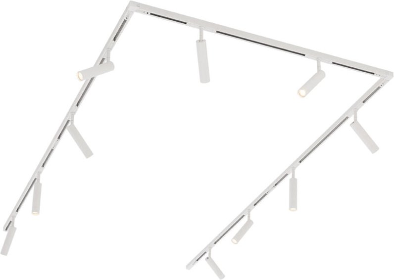 Modernes Schienensystem mit 10 Strahlern weiß 1-phasig - Slimline Uzzy