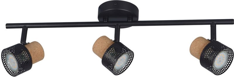 Efectoled - Wandleuchte aus Metall und Kork Drei Spots Liksy Schwarz