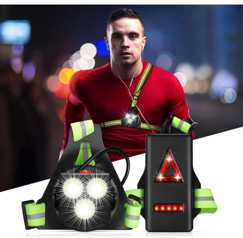 Thumbnail - INHHUB Lauflicht, USB Wiederaufladbare Brustlampe, Lauf-Brustlampe, 500 Lumen, 120° Verstellbarer Winkel, Jogginglampe m...