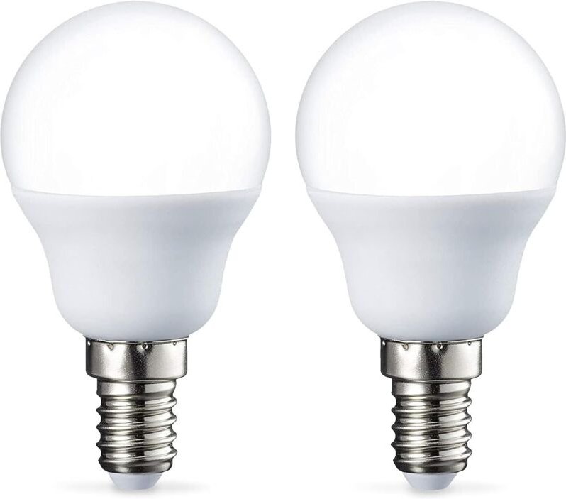 Packung mit 2 kleinen runden LED-Lampen P45, Edison-Schraubsockel E14, 5 W (entspricht 40 W), warmweiß, nicht dimmbar