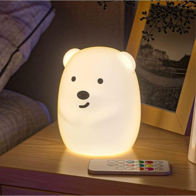 LED-Nachttischlampe für Kinder, 9 Farben, über USB wiederaufladbar, leicht und ferngesteuert, für Kinder und Erwachsene.