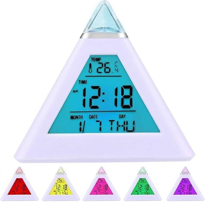 Thumbnail - SHINING HOUSE Digitaler Pyramidenwecker mit 7 farbwechselnden LEDs
