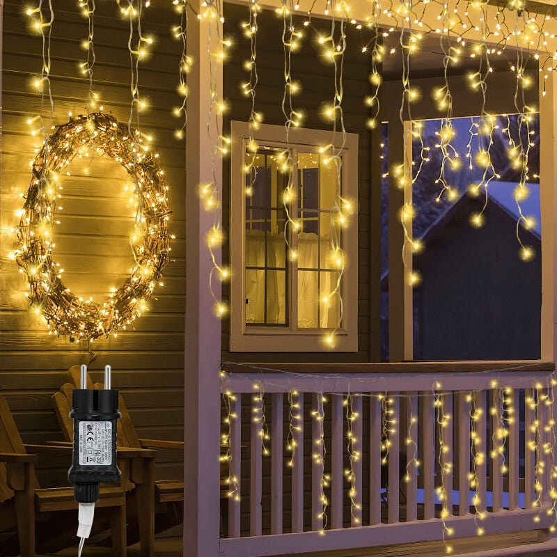 Swanew 10m 400 led Eisregen Lichtervorhang Weihnachtsbeleuchtung Lichterkette Außen Party Garten Weihnachten Deko Warmwe...