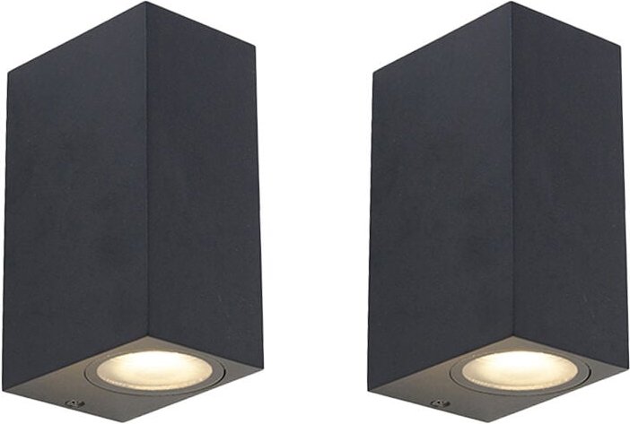 Set aus 2 modernen Wandleuchten schwarz 2-flammig IP44 - Baleno