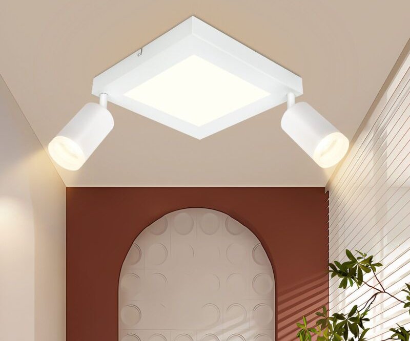 Led Deckenlampe 2 Flammig Deckenspot GU10 - Schlafzimmerlampe 3000k Weiß Küchenlampe 20W Deckenstrahler Schwenkbar für W...