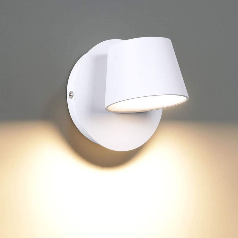 LED-Wandleuchte, moderne minimalistische Nachttischlampe, kreative Wandleuchte, ein drehbarer Kopf, weißes Gehäuse, warm...