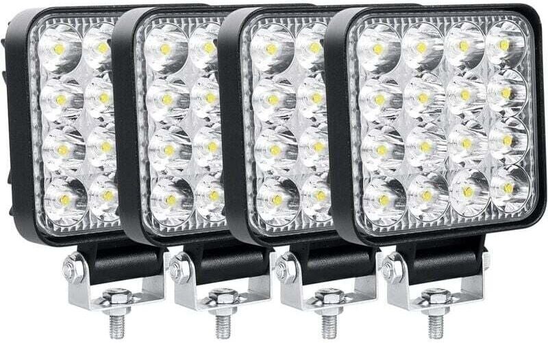 4er-Set LED-Arbeitsscheinwerfer, 8,5 cm (3,4 Zoll), 48 W, LED-Scheinwerfer, 12 V/24 V, wasserdicht (IP67), LED-Nebelsche...