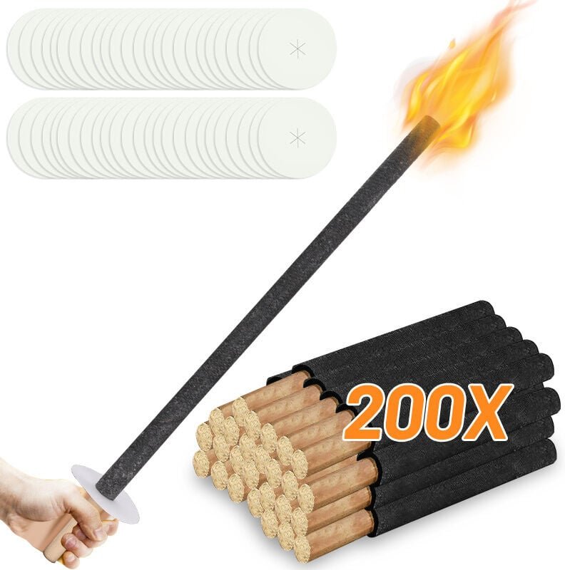 Thumbnail - Swanew Fackeln aus natürlichem Wachs - 200 Stück - Brennzeit ca. 90-100 min - Wachsfackel mit Handteller, für weihnachte...