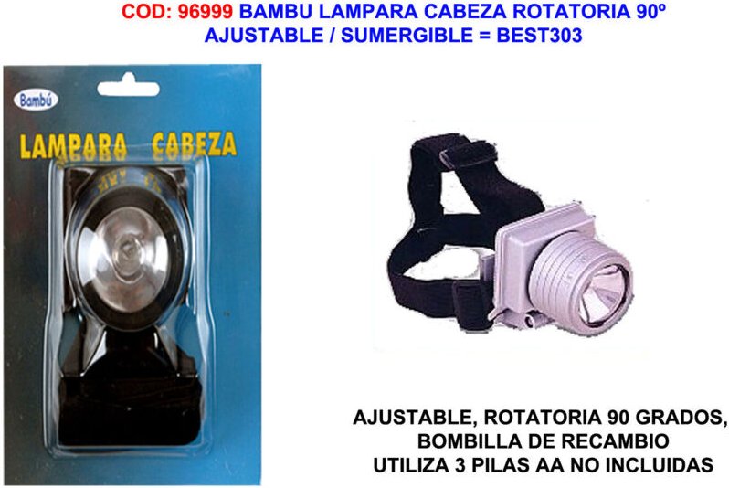 Bambuslampe mit um 90° verstellbarem und tauchbarem Drehkopf BEST303