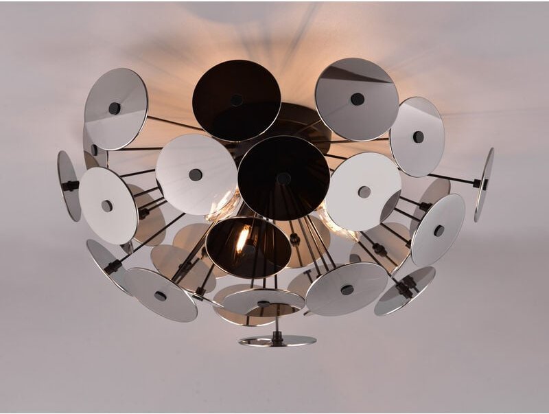 Meinewunschleuchte - Ausgefallene led Deckenleuchte mit Glas Lampenschirm Chrom bedampft, ø 54cm