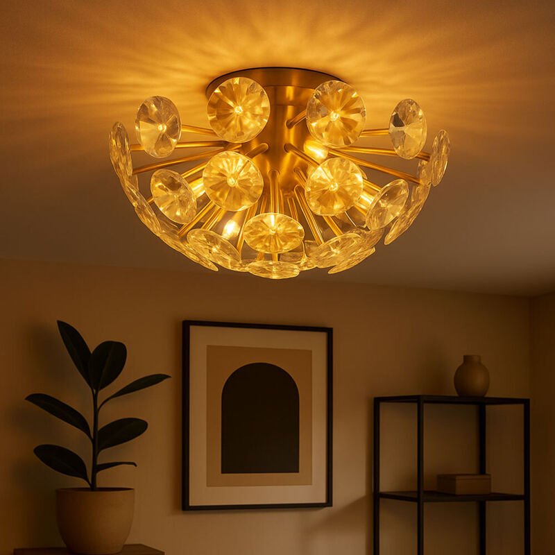 Globo Lighting - Deckenleuchte Kristalle klar Kristallleuchte gold Deckenlampe gold, Metall, 10x G9 Fassungen, DxH 39 x ...